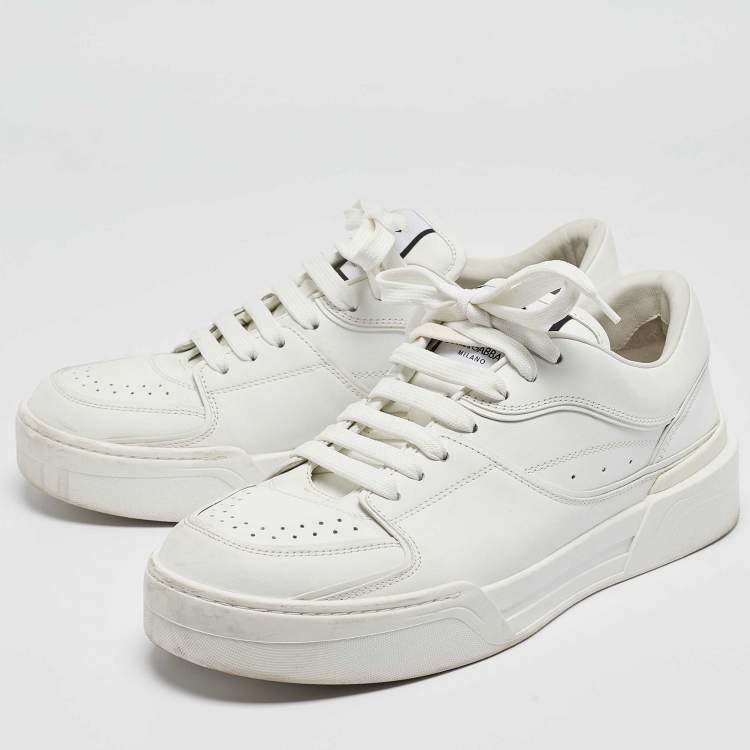 Pre Owned Dolce & Gabbana White Leather Low Top Sneakers Size 42.5