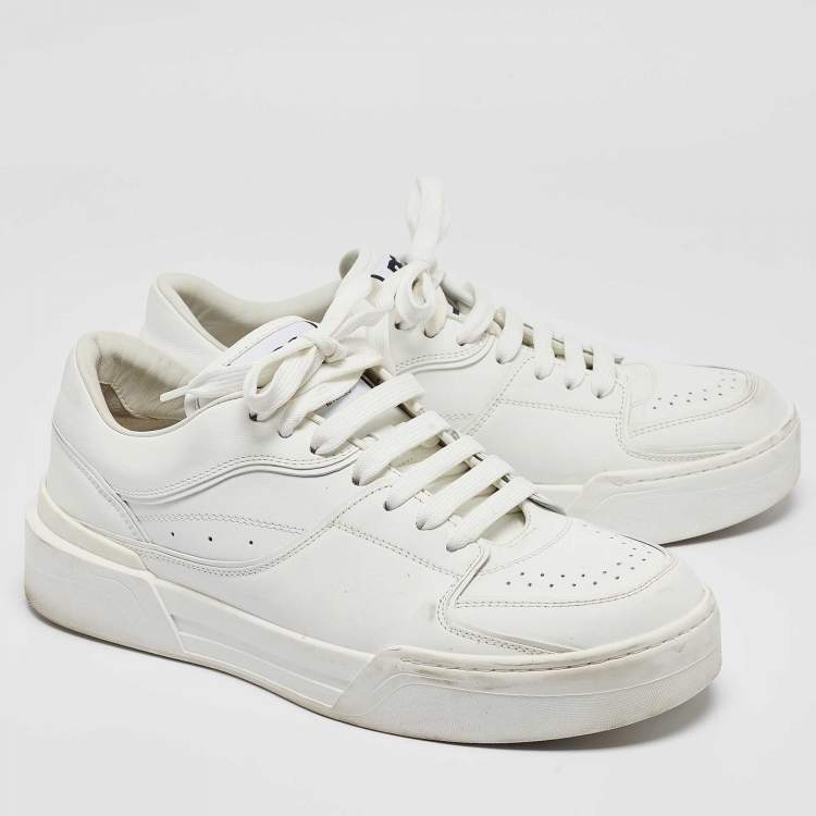 Pre Owned Dolce & Gabbana White Leather Low Top Sneakers Size 42.5