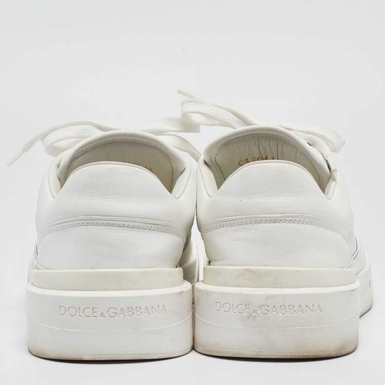 Pre Owned Dolce & Gabbana White Leather Low Top Sneakers Size 42.5