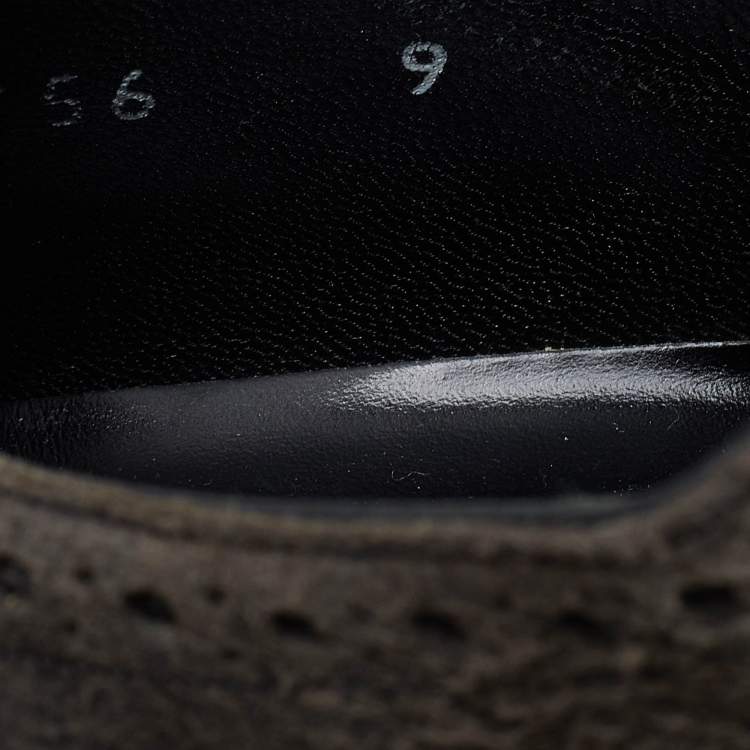 Pre Owned Dolce & Gabbana Black/Grey Brogue Leather and Suede Lace Up Derby Size 43