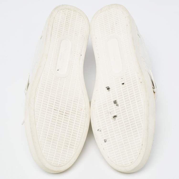 Pre Owned Dolce and Gabbana White Leather Buckle Detail Low Top Sneakers Size 43