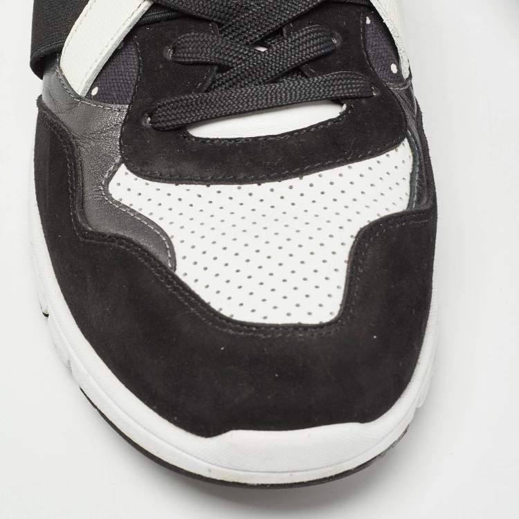 Pre Owned Dolce & Gabbana Tricolor Leather and Suede Low Top Sneakers Size 42.5