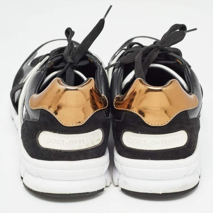 Pre Owned Dolce & Gabbana Tricolor Leather and Suede Low Top Sneakers Size 42.5