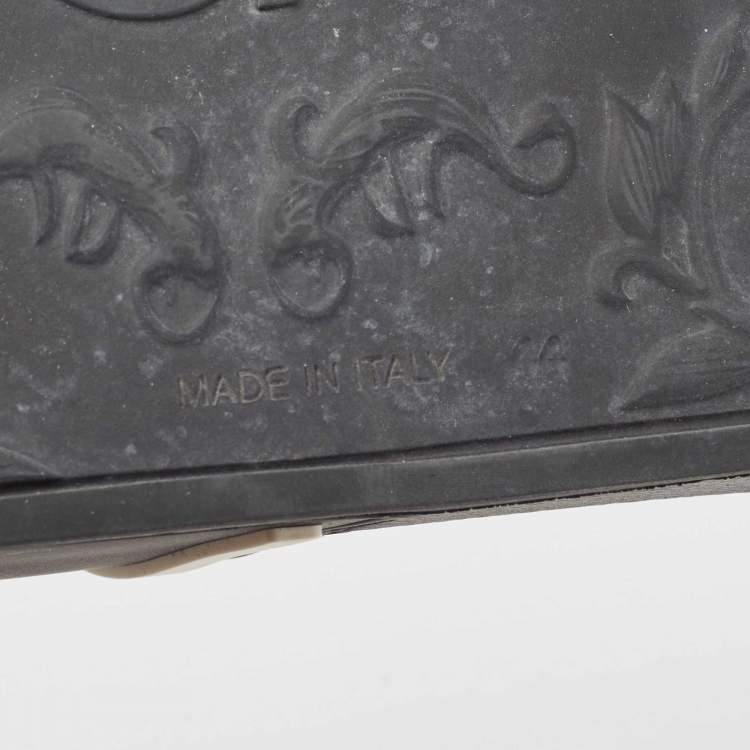 Pre Owned Dolce & Gabbana Black Rubber Crown Logo Flat Slides Size 44