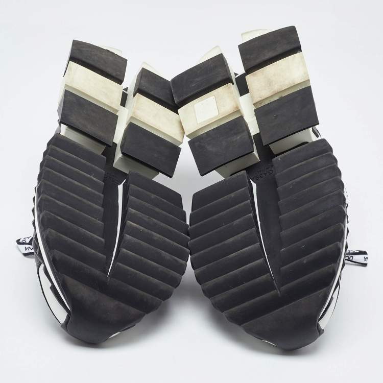 مملوكة مسبقًا Dolce & Gabbana White/Black Suede and Leather Super King Low Top Sneakers Size 41