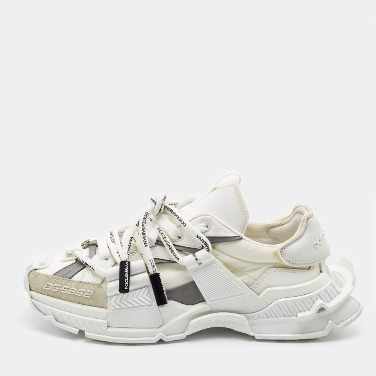 مملوكة مسبقًا Dolce & Gabbana White Nylon and Leather Space Sneakers Size 43