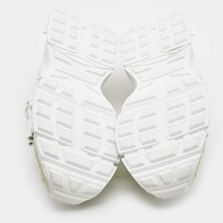 �مملوكة مسبقًا Dolce & Gabbana White Nylon and Leather Space Sneakers Size 43