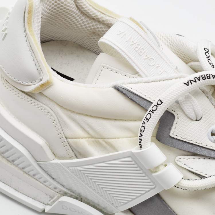 مملوكة مسبقًا Dolce & Gabbana White Nylon and Leather Space Sneakers Size 43