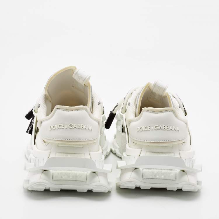 مملوكة مسبقًا Dolce & Gabbana White Nylon and Leather Space Sneakers Size 43