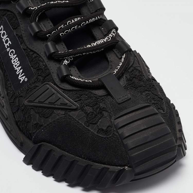 Pre Owned Dolce & Gabbana Black Lace and Neoprene Ns1 Sneakers Size 41