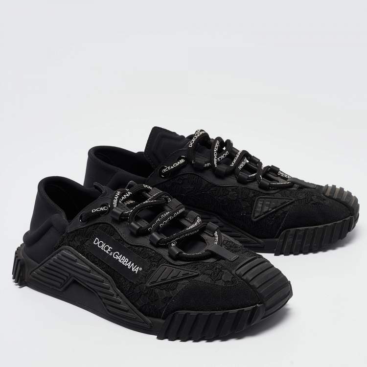Pre Owned Dolce & Gabbana Black Lace and Neoprene Ns1 Sneakers Size 41