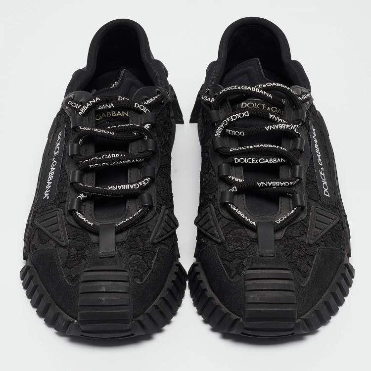 Pre Owned Dolce & Gabbana Black Lace and Neoprene Ns1 Sneakers Size 41