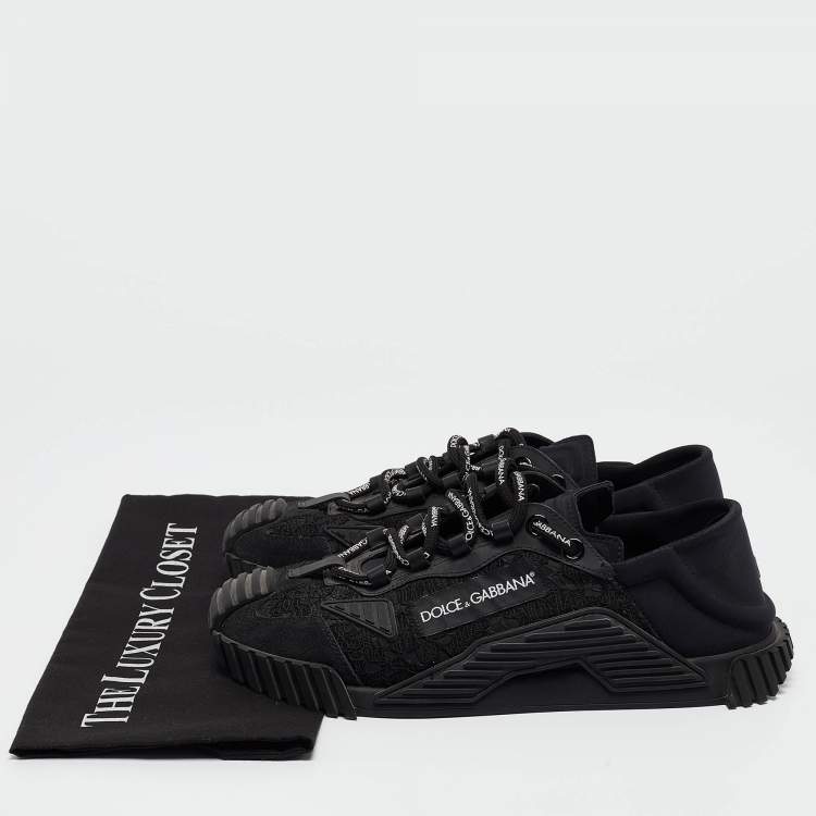 Pre Owned Dolce & Gabbana Black Lace and Neoprene Ns1 Sneakers Size 41