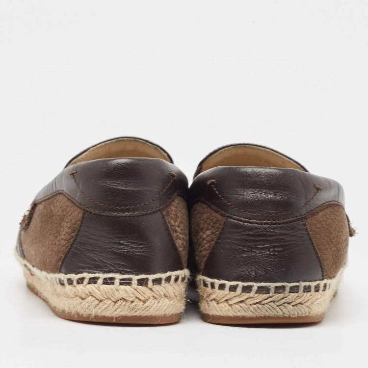 Pre Owned Dolce & Gabbana Brown Nubuck And Leather Espadrille Flats Size 40