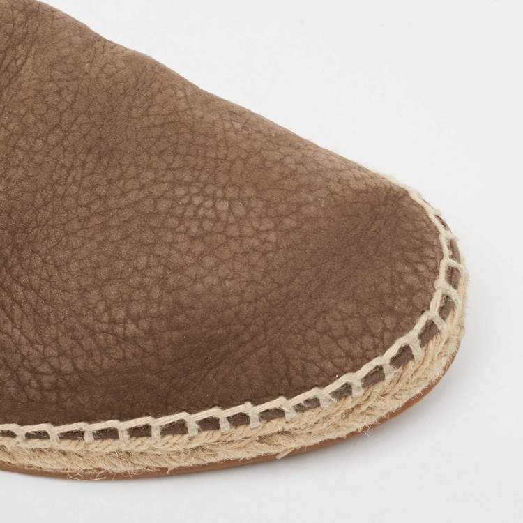 Pre Owned Dolce & Gabbana Brown Nubuck And Leather Espadrille Flats Size 40