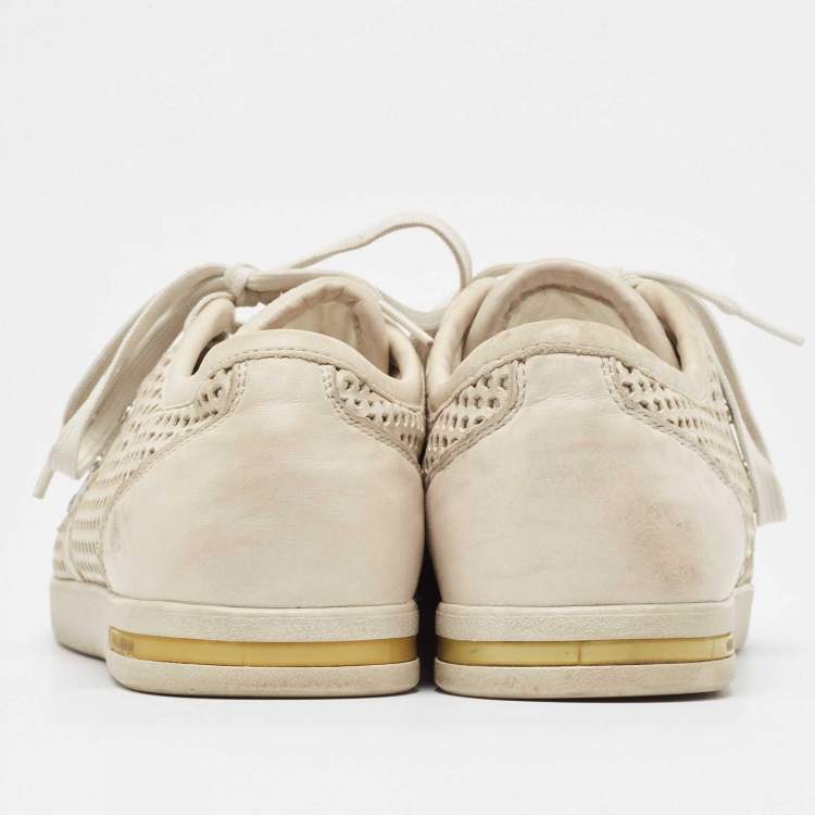 Pre Owned Dolce & Gabbana White Laser Cut Leather Low Top Sneakers Size 42