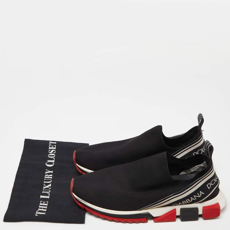 Pre Owned Dolce & Gabbana Black Knit Fabric Sorrento Sneakers Size 44