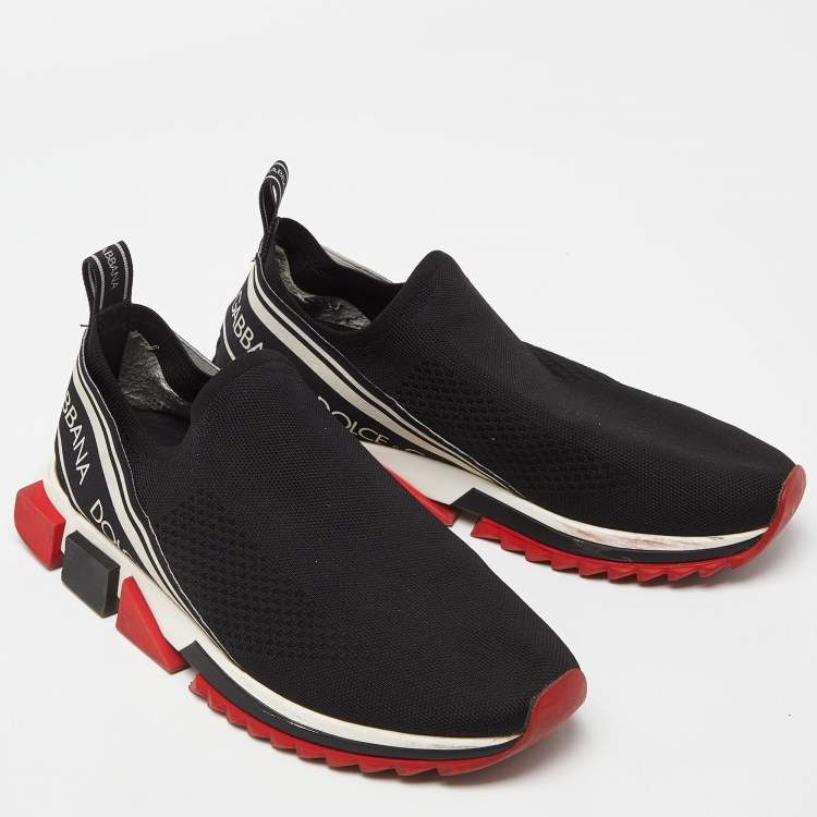 Pre Owned Dolce & Gabbana Black Knit Fabric Sorrento Sneakers Size 44