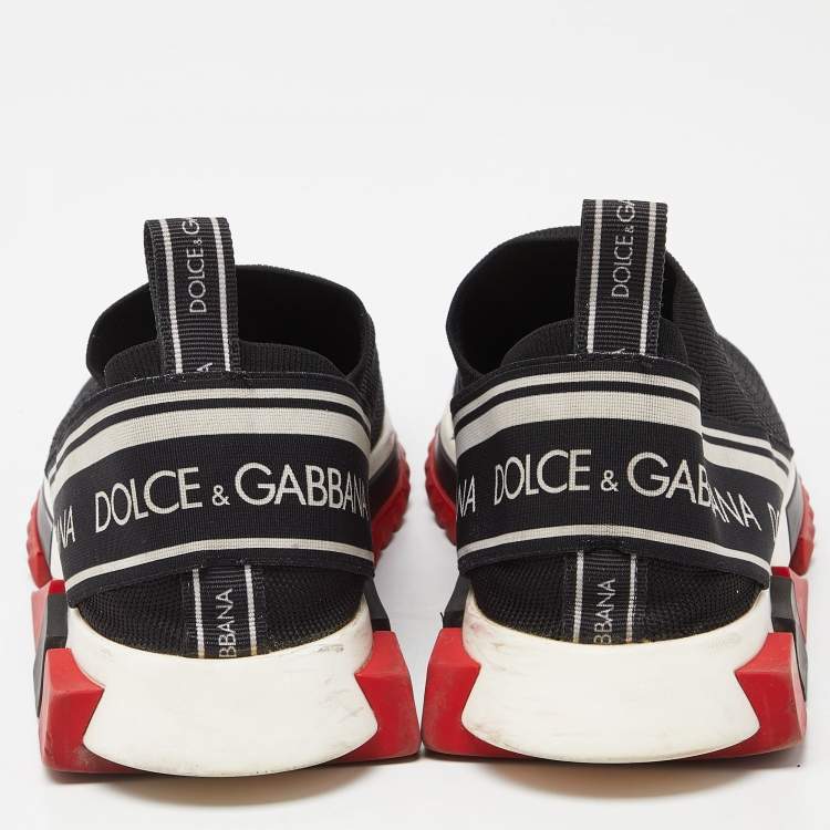 Pre Owned Dolce & Gabbana Black Knit Fabric Sorrento Sneakers Size 44