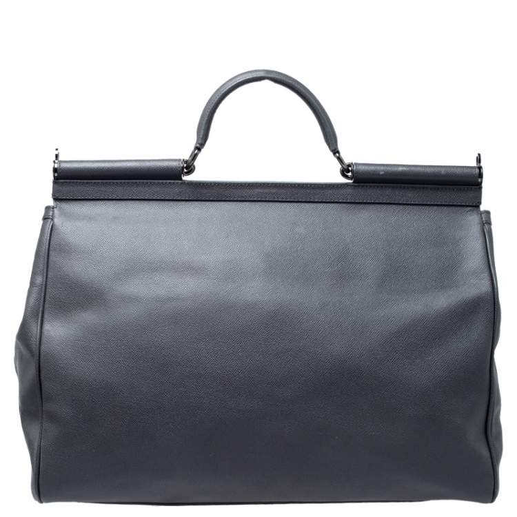 Pre Owned Dolce & Gabbana Grey Leather Sicily Travel Bag