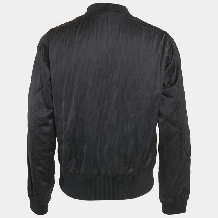 Pre Owned Dries van Noten Black Quilted Cotton Blend Scorpio Embellish Detail Zip-Up Jacket L