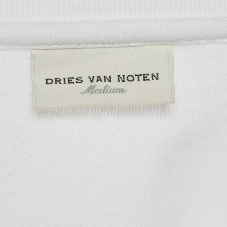 Pre Owned Dries Van Noten White Cotton Crew Neck Oversized T-Shirt M
