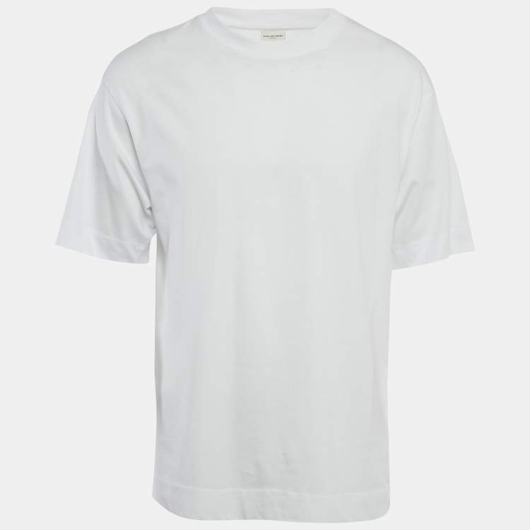 Pre Owned Dries Van Noten White Cotton Crew Neck Oversized T-Shirt M