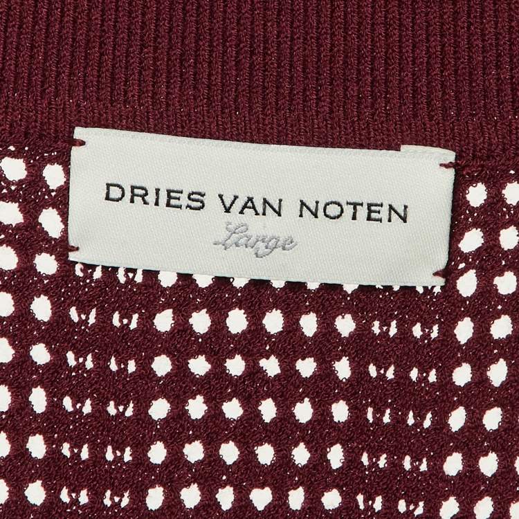 Pre Owned تي شيرت دريس فان نوتن تريكو مثقب بلون المارون مقاس كبير بولو