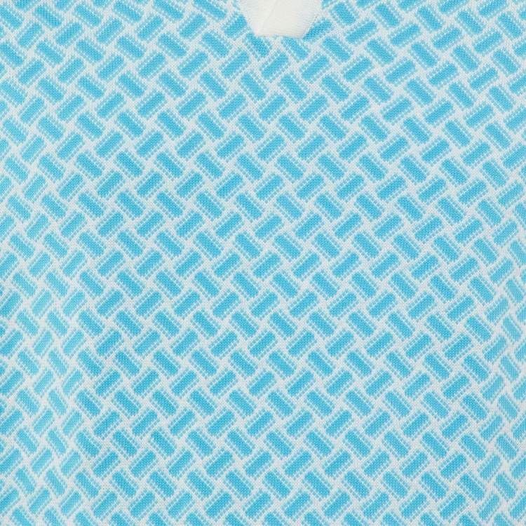 Pre Owned Drumohr Blue Cotton & Linen Knit Polo T-Shirt L