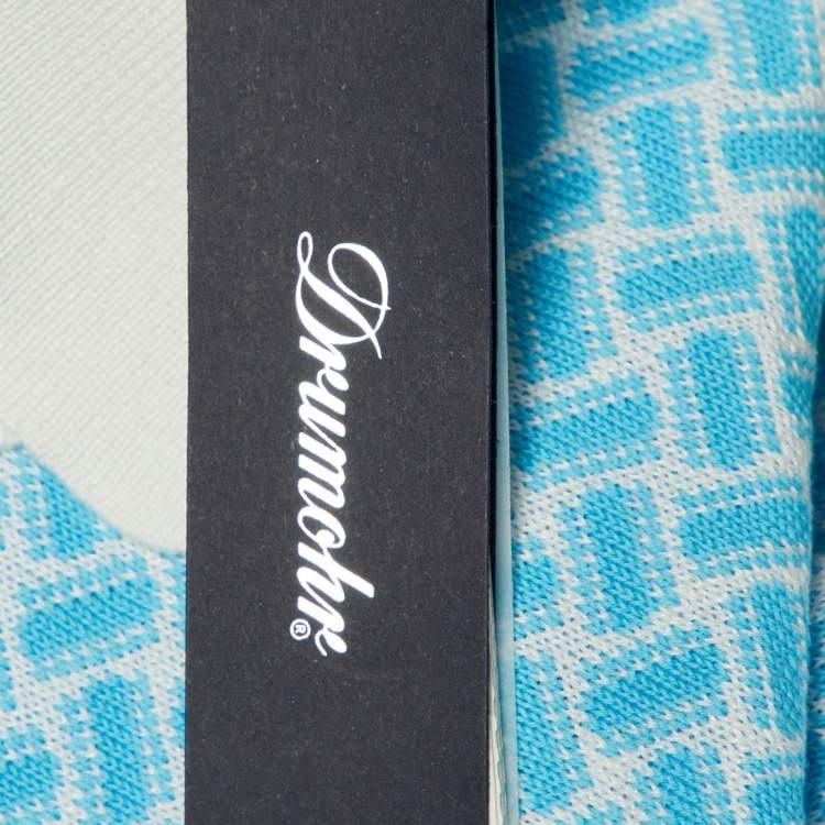 Pre Owned Drumohr Blue Cotton & Linen Knit Polo T-Shirt L