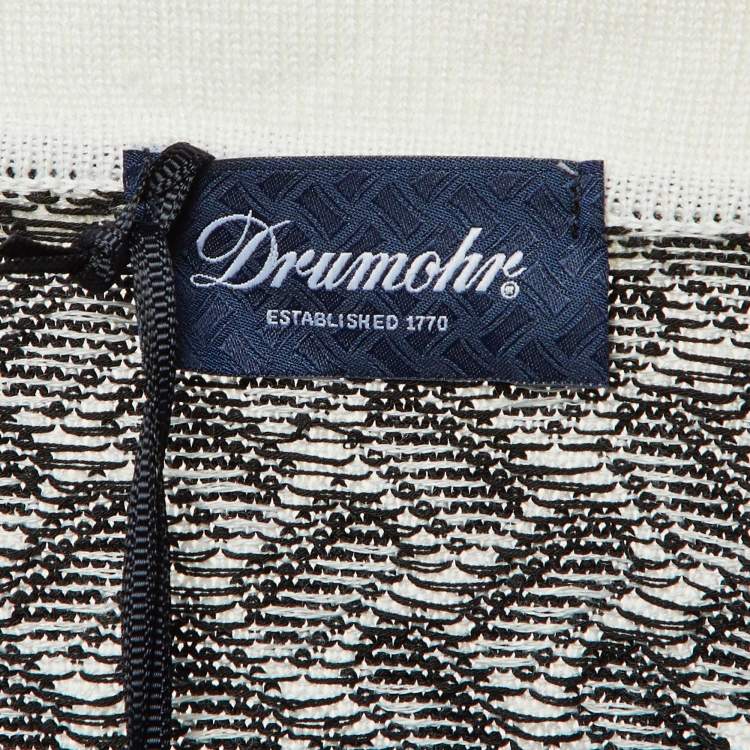مملوكة مسبقًا Drumohr Black/White Cotton & Linen Knit Polo T-Shirt L
