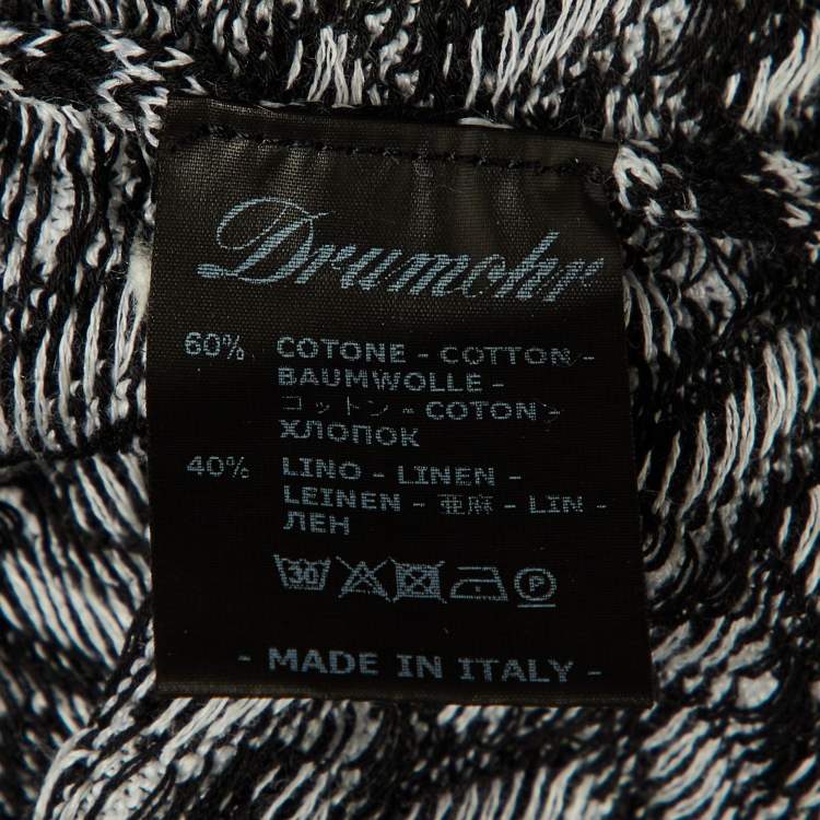 مملوكة مسبقًا Drumohr Black/White Cotton & Linen Knit Polo T-Shirt L