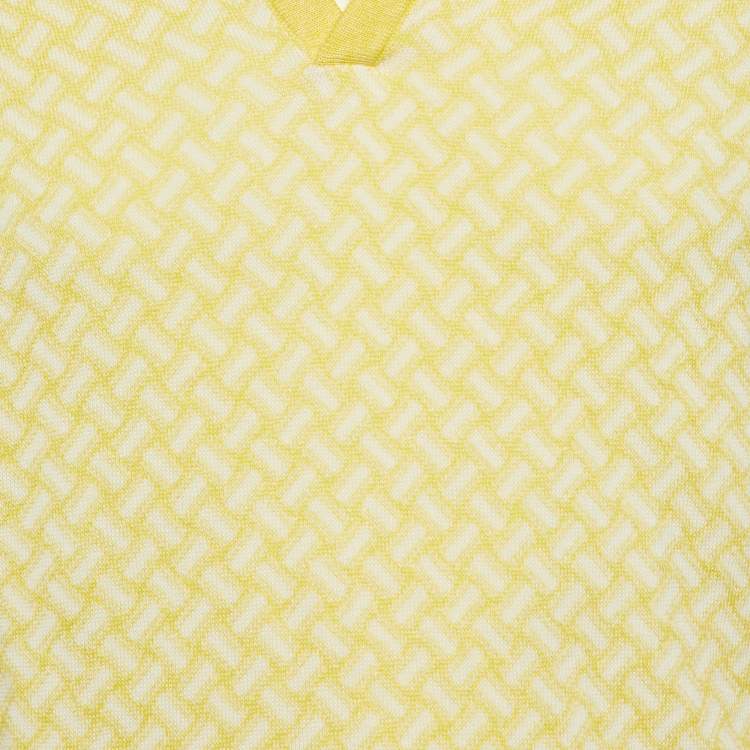 Pre Owned Drumohr Yellow Cotton & Linen Knit Polo T-Shirt L