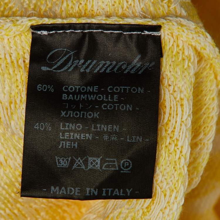 Pre Owned Drumohr Yellow Cotton & Linen Knit Polo T-Shirt L