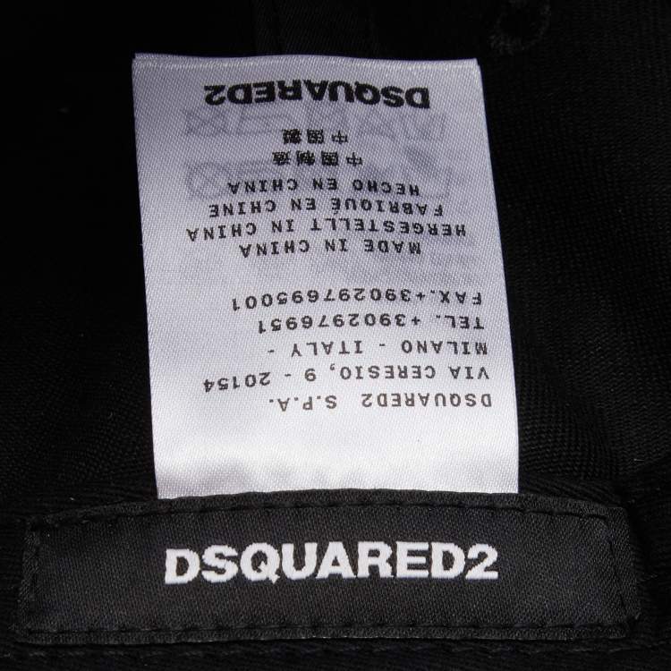 Pre Owned Dsquared2 Black Maple Logo Canvas Baseball Cap