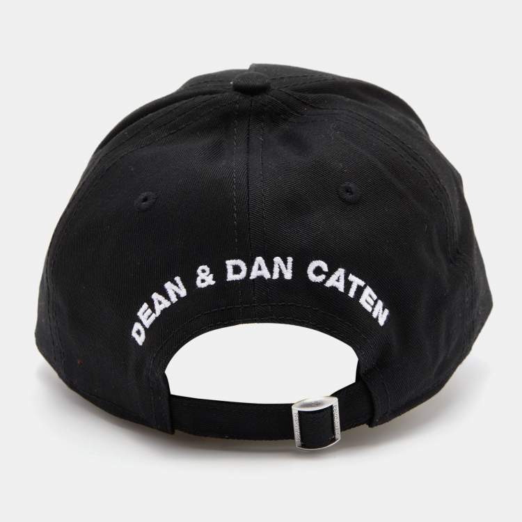 Pre Owned Dsquared2 Black Maple Logo Canvas Baseball Cap