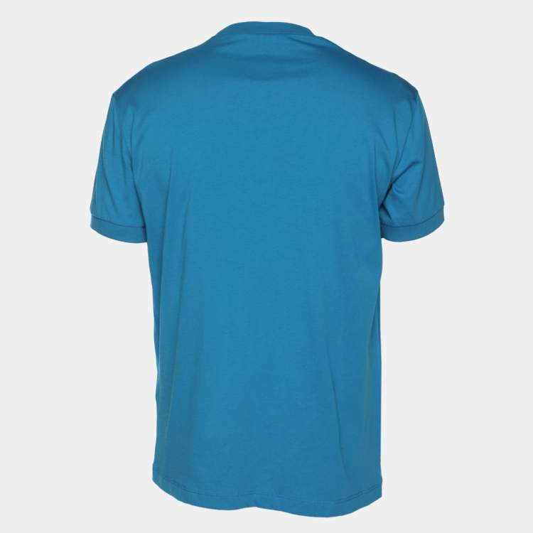 Pre Owned Dsquared2 Blue Jersey Logo Print T-Shirt M