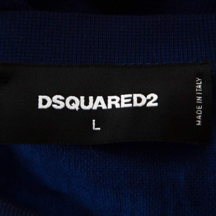 Pre Owned Dsquared2  Blue Cotton Knit Canadian Waffle Sweatshirt L