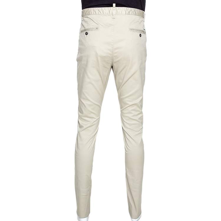 Pre Owned Dsquared2 Beige Stretch Cotton Gabardine Chino Trousers L