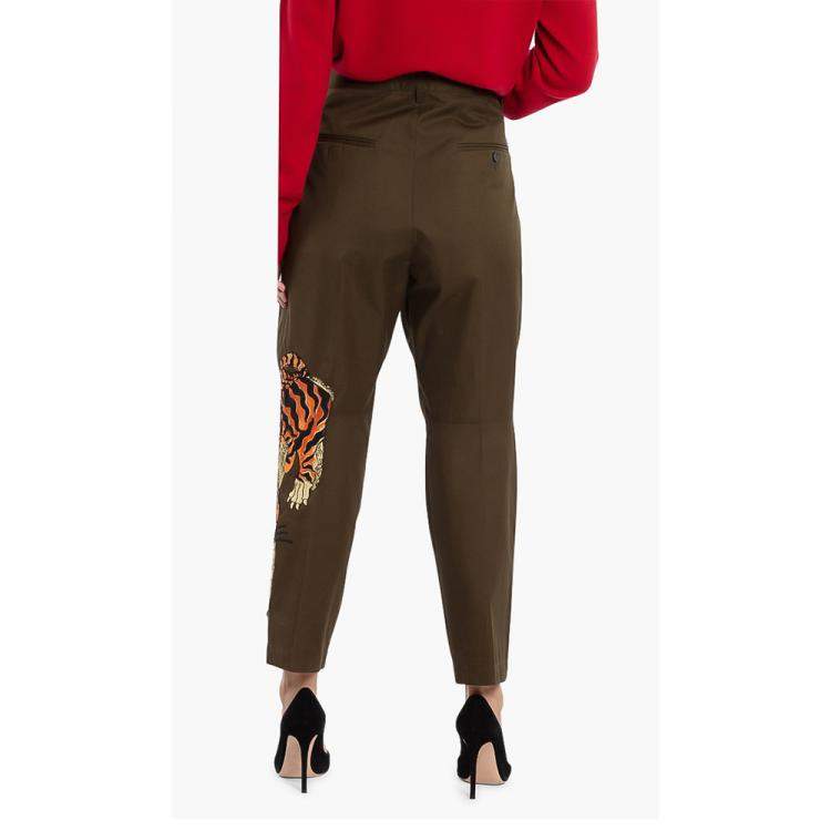 Pre Owned Dsquared2 Brown Tiger Embroidered Fight Fit Pants L (50)