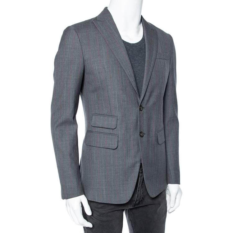Pre Owned Dsquared2 Grey Pinstriped Wool Single Breasted Blazer M