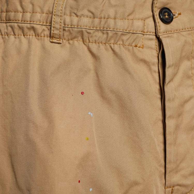 مملوكة مسبقًا Dsquared2 Beige Cotton Applique Detail Boxer Fit Shorts XL
