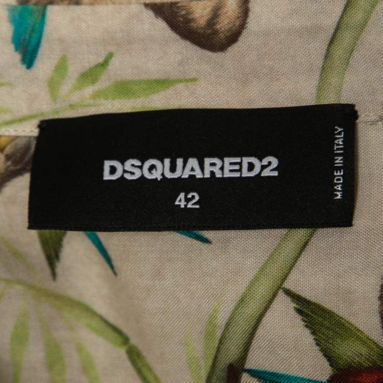 Pre Owned Dsquared2 Cream Monkey Printed Button Front Shirt XL