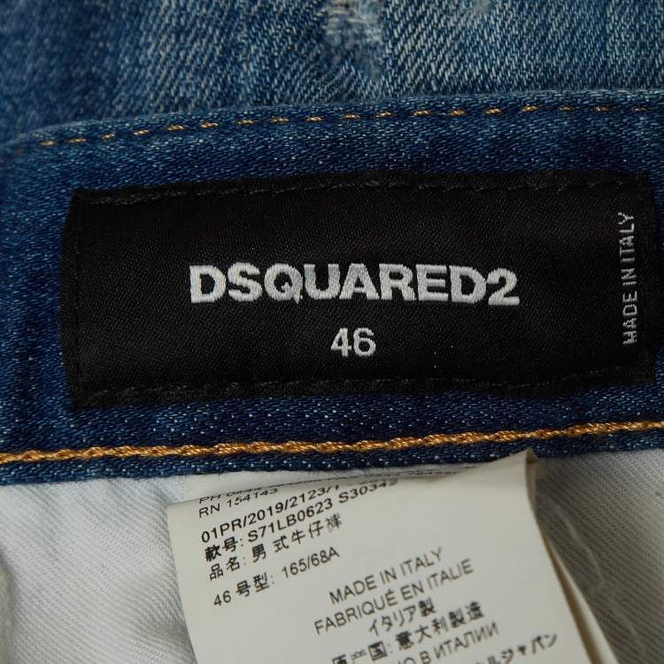 Pre Owned Dsquared2 Blue Distressed Splattered Paint Denim Jeans S Waist 32" 