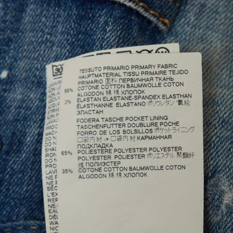 Pre Owned Dsquared2 Blue Distressed Splattered Paint Denim Jeans S Waist 32" 