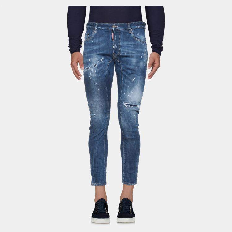 Pre Owned Dsquared2 Blue Denim Tidy Biker Jeans XL (IT 52)