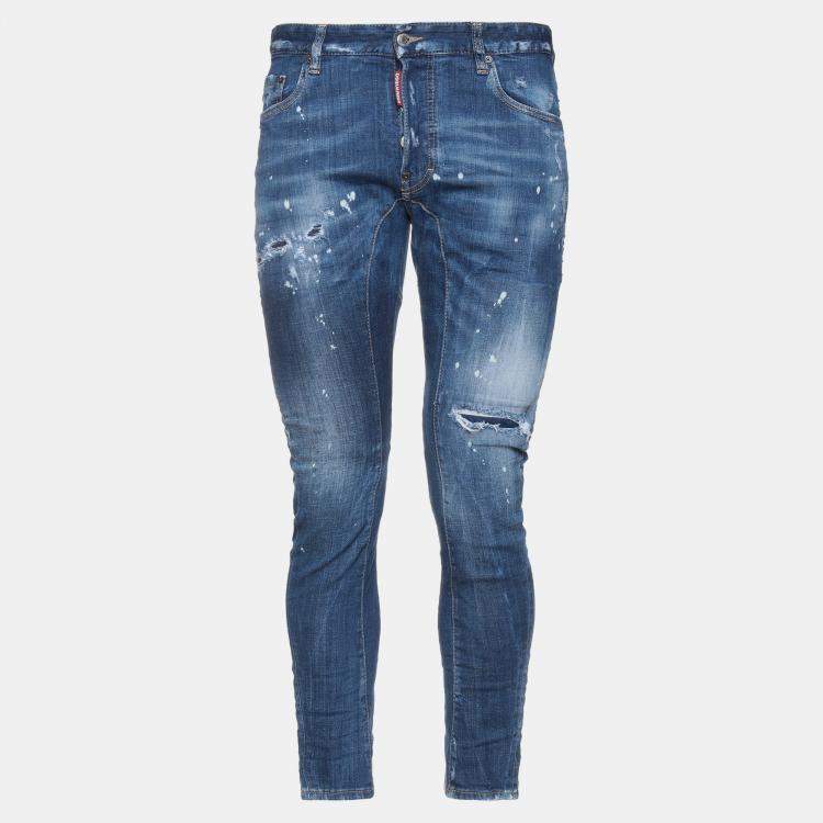 Pre Owned Dsquared2 Blue Denim Tidy Biker Jeans XL (IT 52)