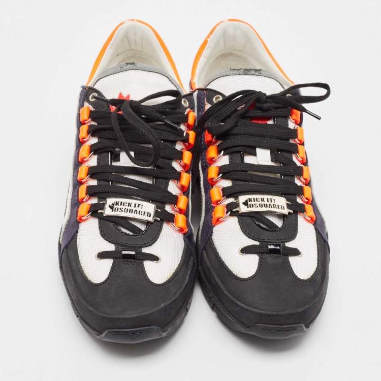 Pre Owned Dsquared2 Multicolor Leather and Mesh Lace Up Sneakers 43