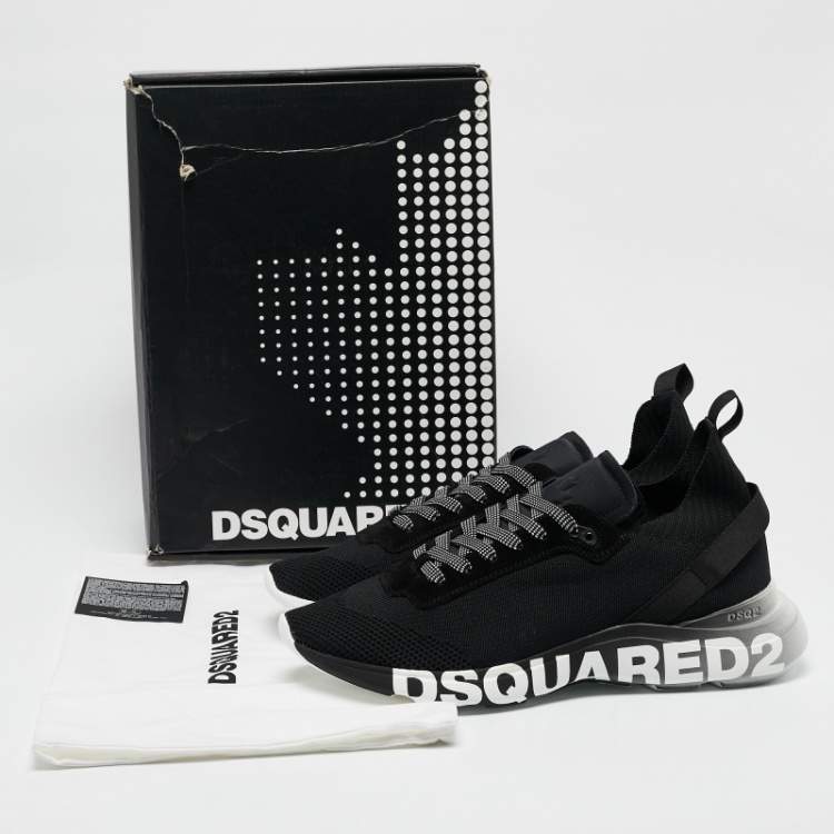 Pre Owned Dsquared2 Black Mesh and Neoprene Fly Sneakers Size 45