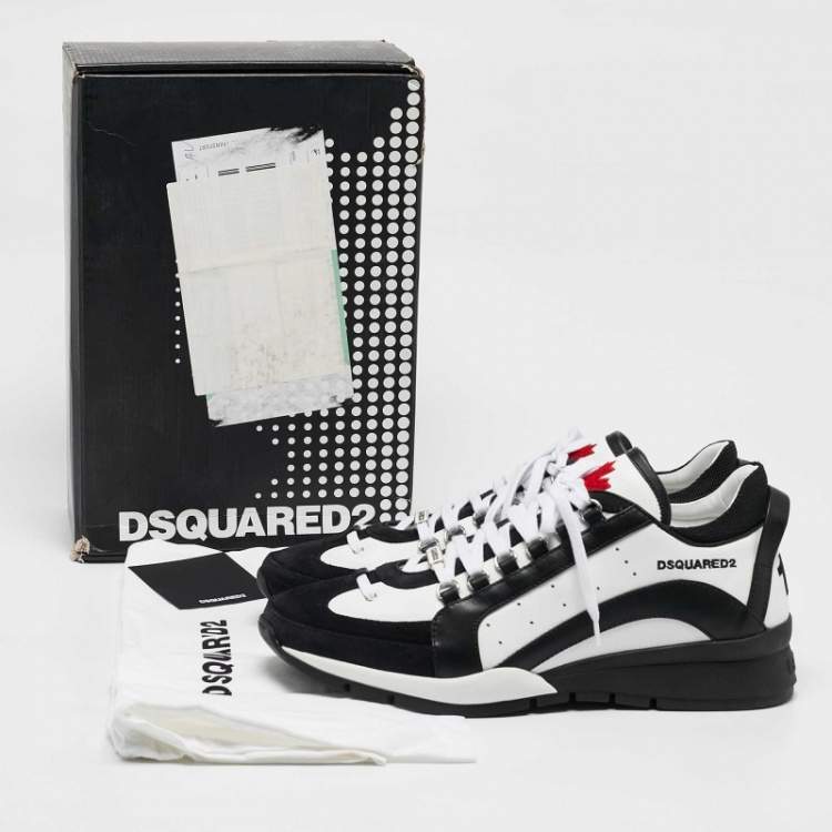 Pre Owned Dsquared2 Black/White Leather Legendary Sneakers Size 45